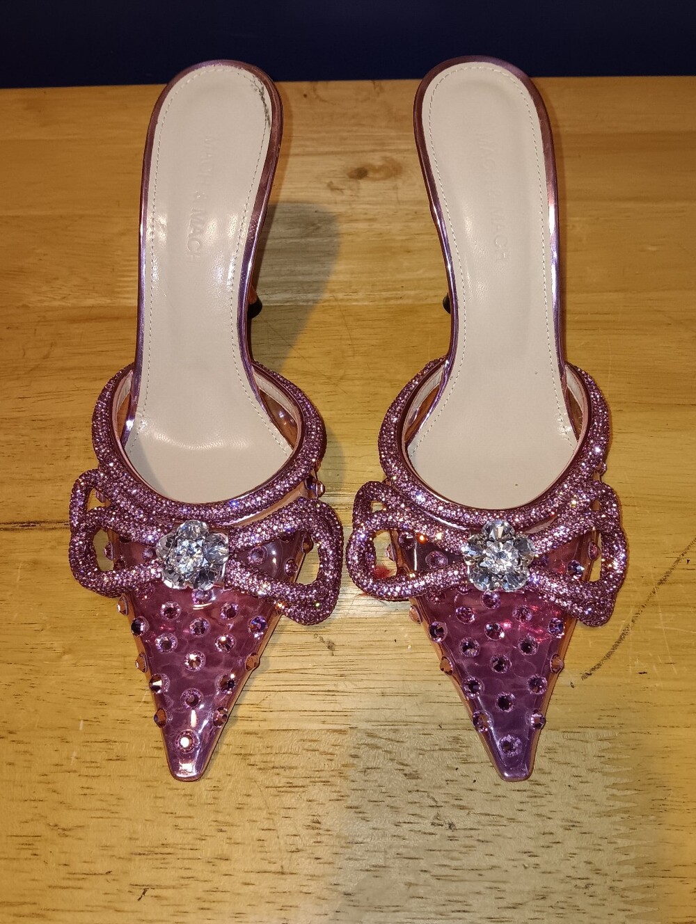 Mach & Mach Pink Crystal Double Bow Heels Size 38